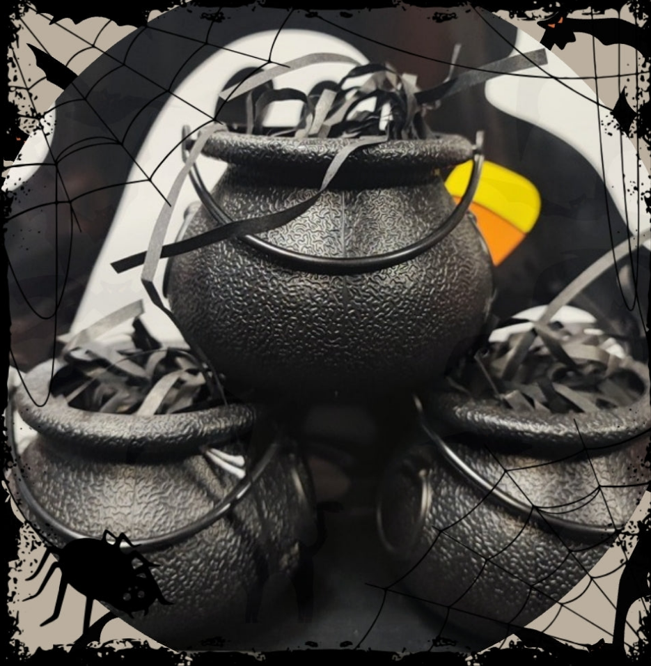 Halloween black cauldron lucky dip, crystal gift, luckily dip, Halloween gifts.