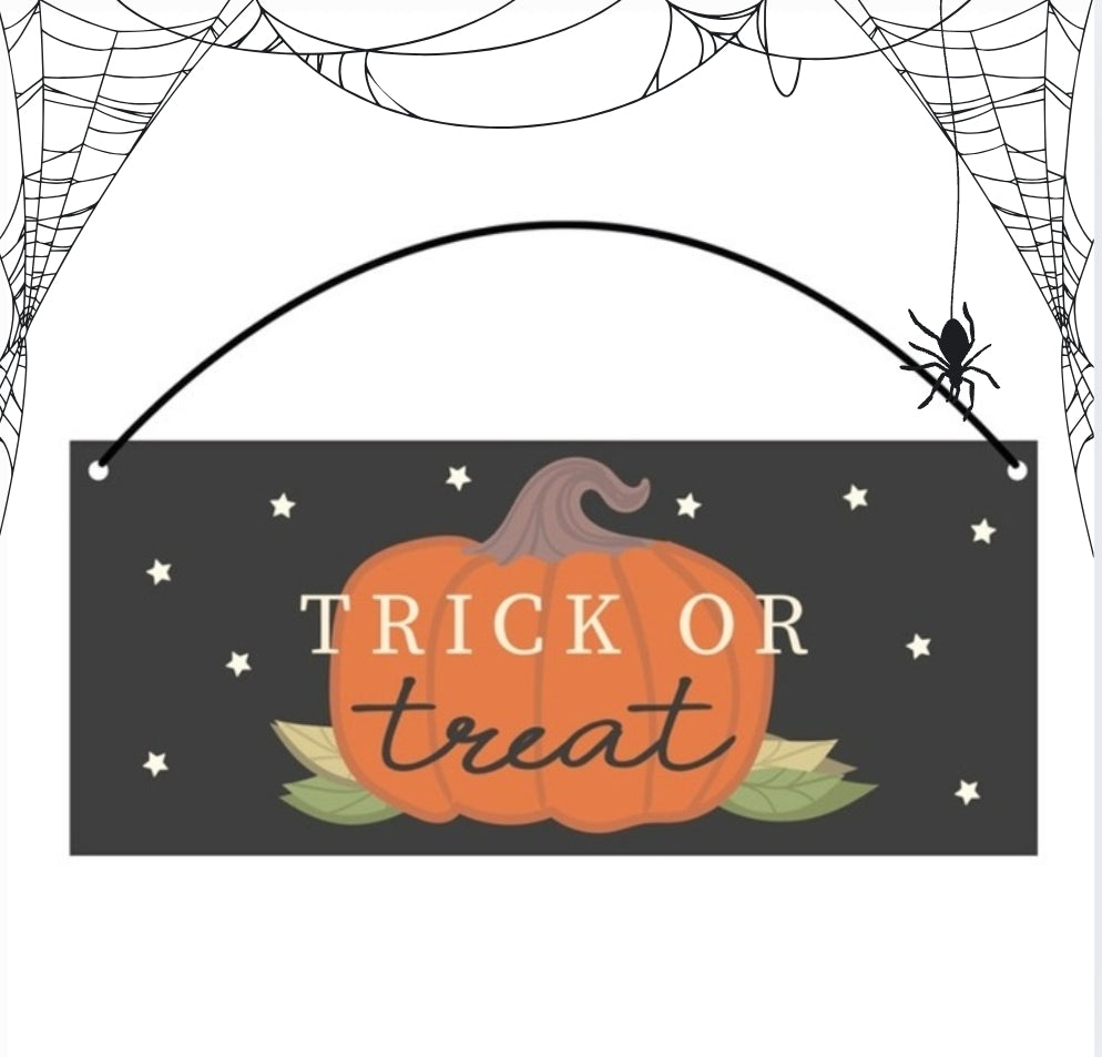 Cute little trick or treat Halloween metal sign. Halloween sign