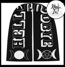 Load image into Gallery viewer, Hello goodbye scarf by Hell Bunny, winter scarf, spooky scarf, winter accessories.
